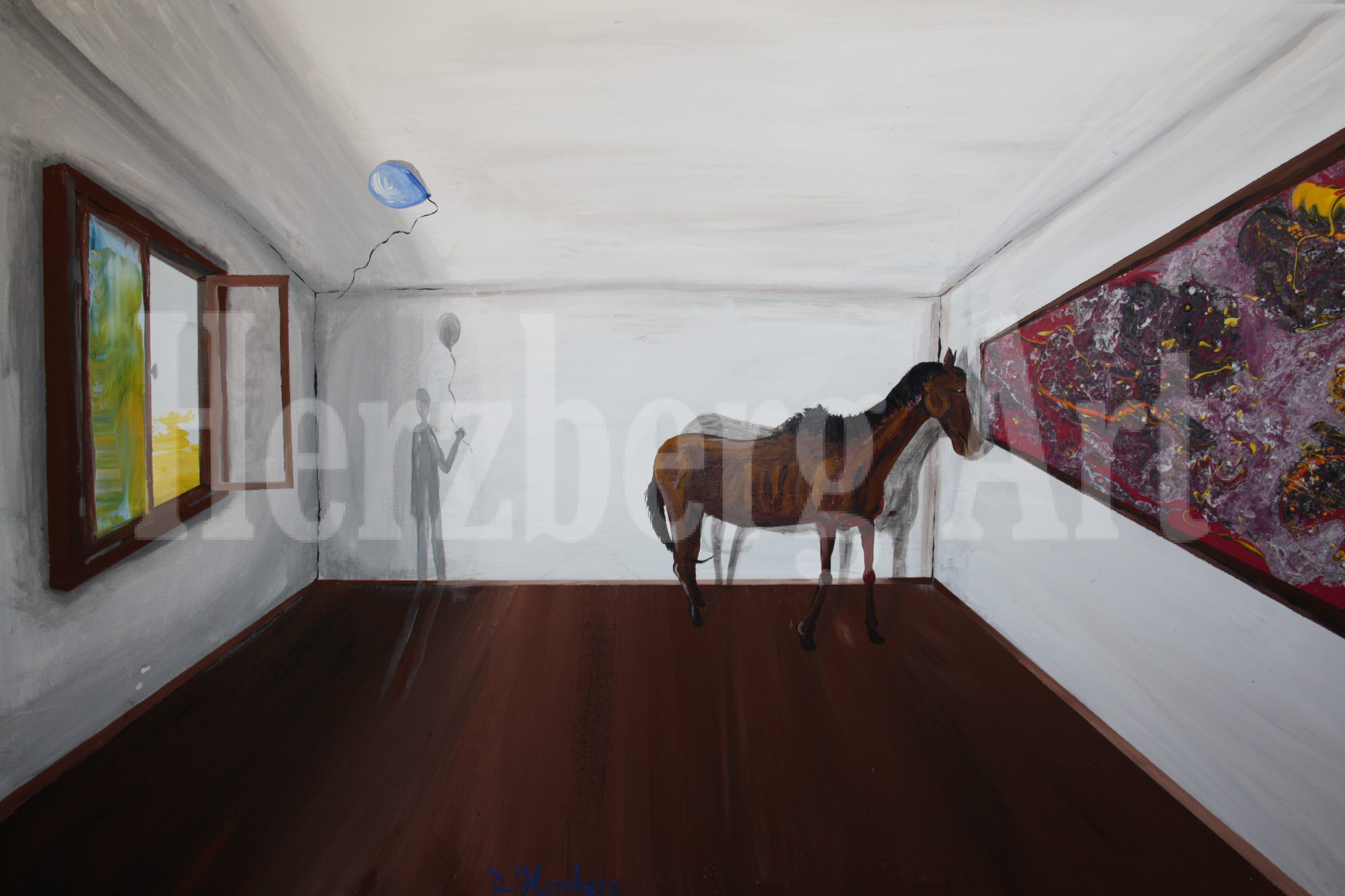 Das Pferd in der Gallerie 75x 115cm