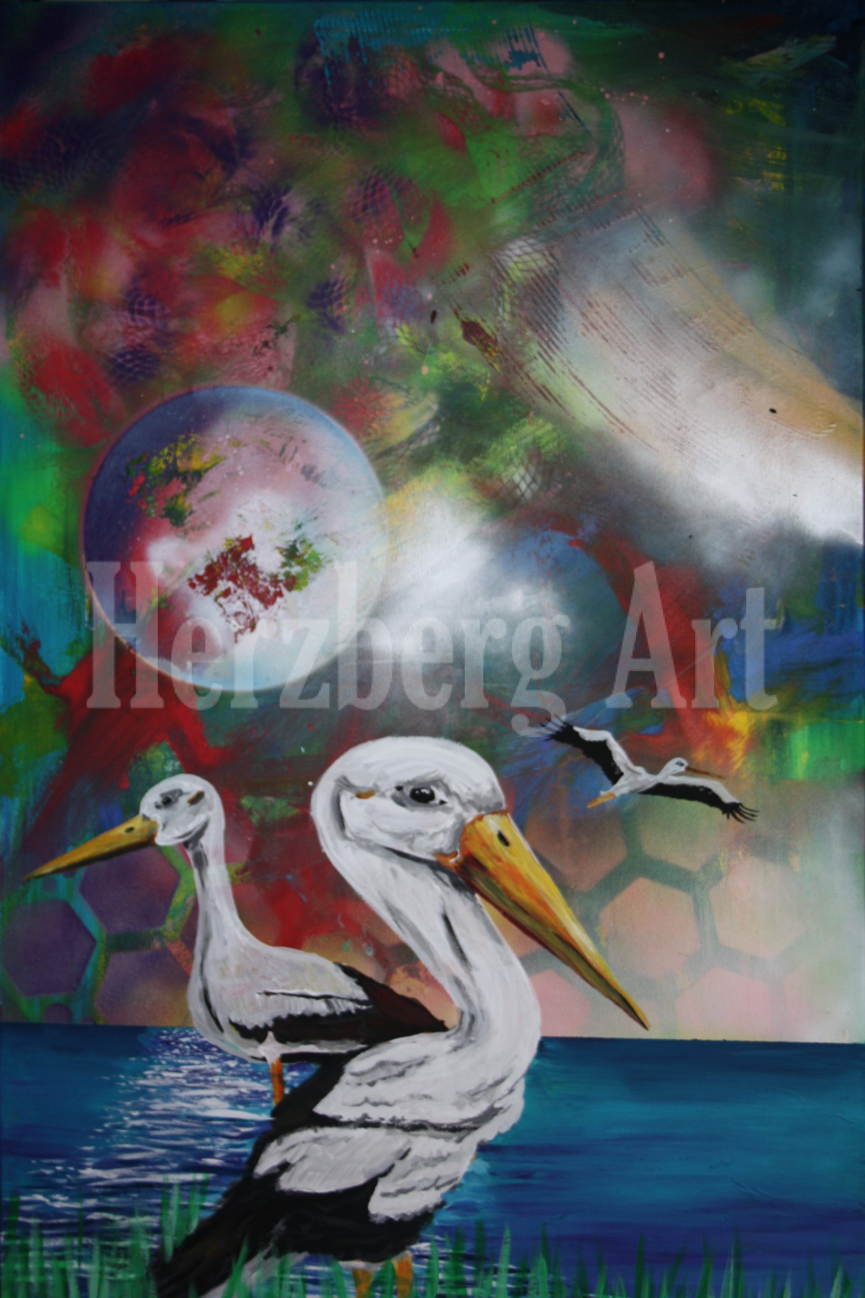 Der Storch 115x 75 cm