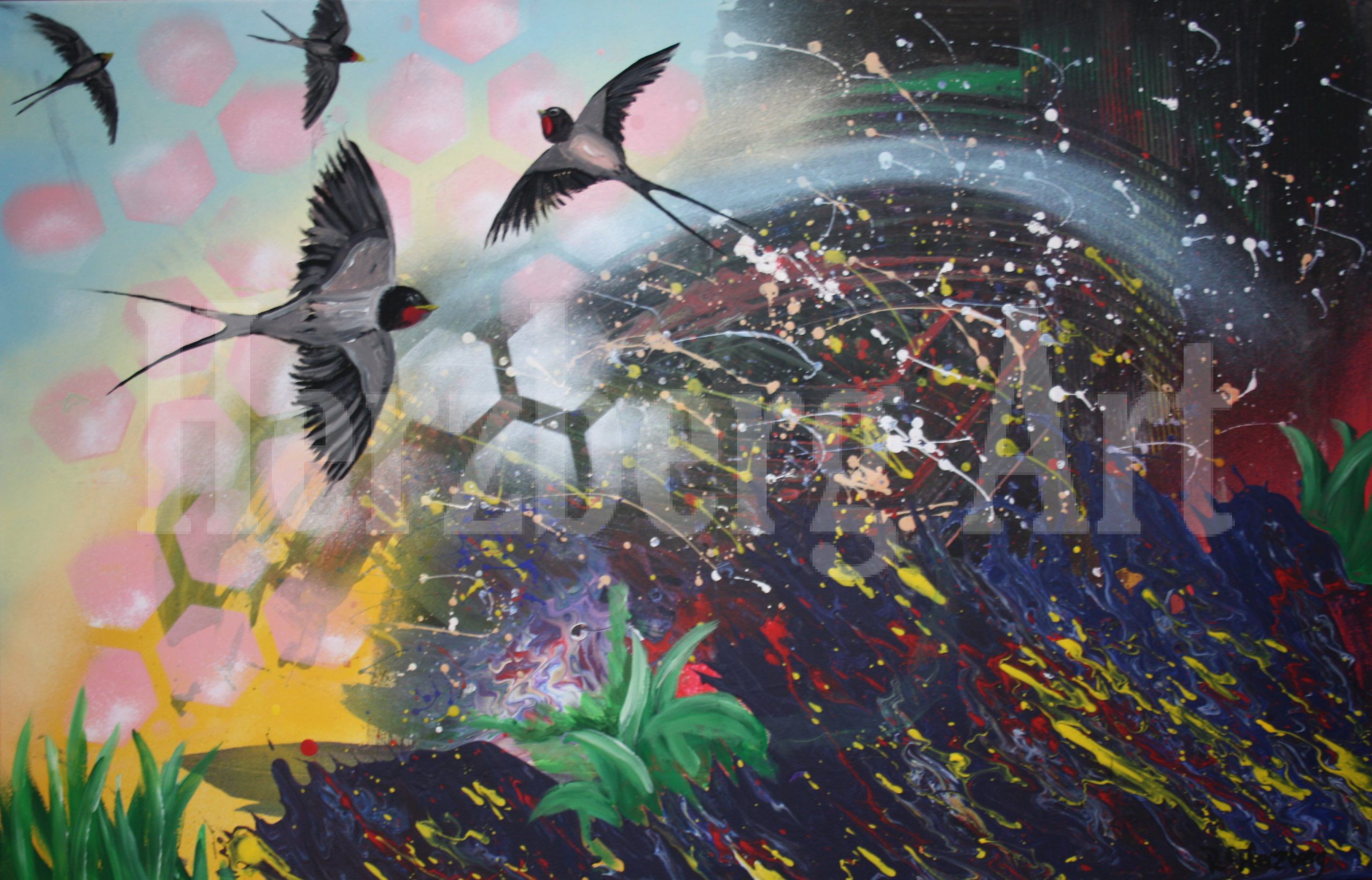 Schwalben Tanz 75x115 cm