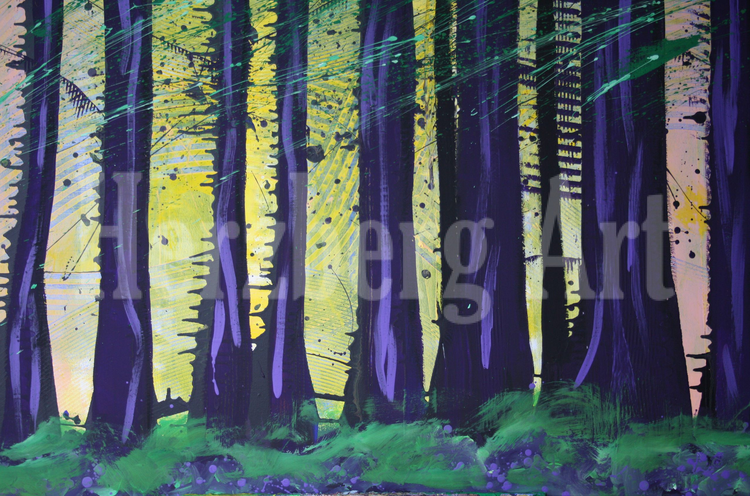 Wald im Abendlicht 75x115 cm